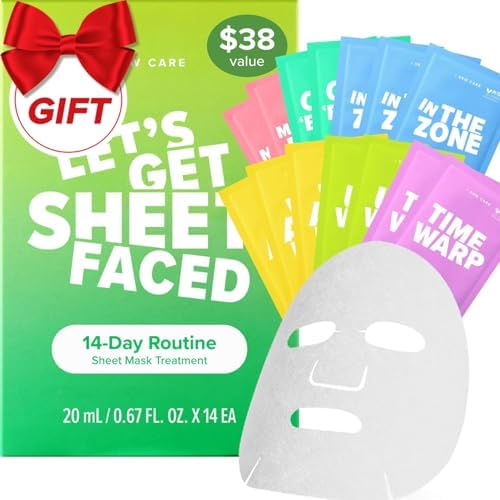 I DEW CARE Collagen Face Mask Variety Pack, 14 Days Facial Masks, 14EA