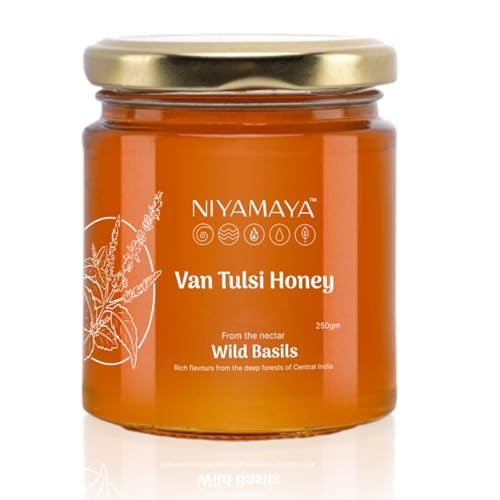 Image of NIYAMAYA Van Tulsi Honey 250 gm, 100% Pure Natural Honey | Unprocessed Honey Raw Organic, Single Origin Basil Honey, Chemical Free, No Sugar, No Adulteration