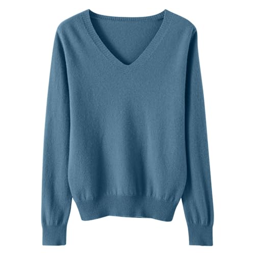 OIOLOYJM Fall Cashmere Sweaters for Women 2025 V Neck Long Sleeve Tops Lightweight Knitted Pullovers Merino Wool Sweater