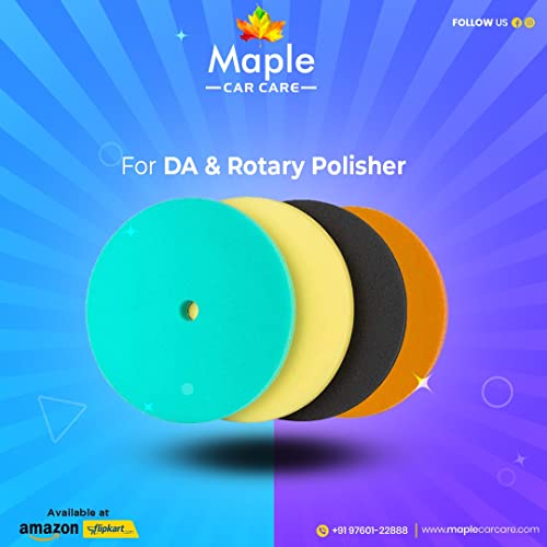 Image of Maple Car Care 4-Inch Light Cut Foam Pad for Car | Orange Flat Buff Pad for Car Detailing | Heat Resistant Rotary & DA Polisher Pad | Waxing Buffing Pad for Polishing | Polish Pads for Car & Bike