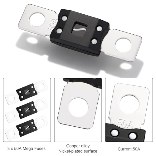 Weasch 50A MEGA/AMG Sicherung, Hochstrom-Schraubsicherung 50 Ampere für Pkw, Lkw, Baumaschinen, Busse, Wohnwagen, Boote