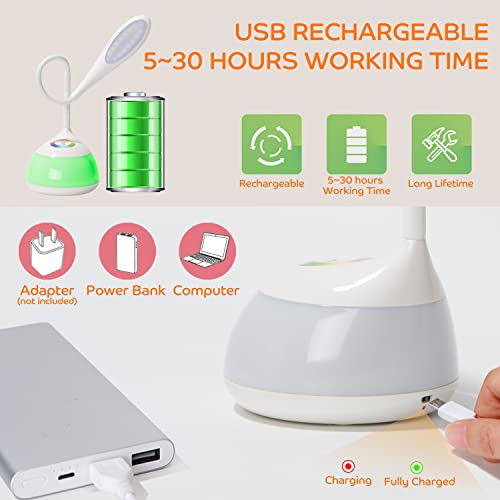 Desk Lamp Kids Led Cute Small Colorful Night Light Computer Study Dimmable Office Lamp With Usb Charging Port, Mini Dorm Adjustable Eye-Caring Portable Reading Light For Girls, Boys, Students Gift #TOP4