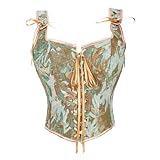Ynport Crefreak Corsé Renacentista para Mujeres, Bustier Floral con Encaje en la Espalda y Escote Redondo, Top Gótico Victoriano Steampunk para Festival