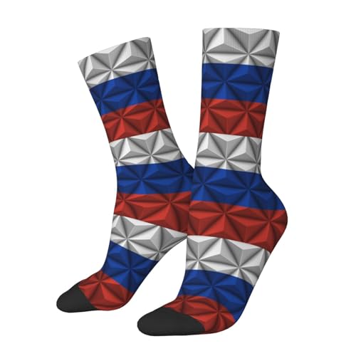 Russian Flag With Polygonal Effect Socks For Men Women Outdoor Sports Running Hiking Wicking Crew Socks