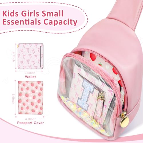 Image of COSHAYSOO Pink Toddler Little Girls Purse 2 3 4 5 6 7 Year Old Kids Sling Bag Initial Crossbody Pouch, Stylish Trending Practical Useful Birthday Christmas Valentines Graduation Gifts Letter I