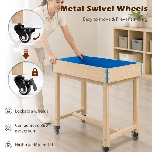Wooden Sandtrays Table with Wheels, Sand Tray Therapy Kit Includes Stand by Morzhunis - Image 2