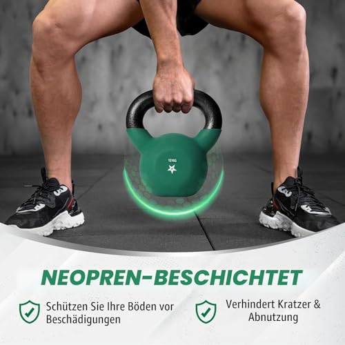 Yes4All BJCC Neopren beschichtete Kettlebell, Krafttraining Kettlebells - 12KG Dunkelgrün