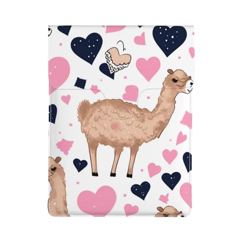 Housse portable 13 pouces en cuir haut de gamme rose camel motif cœur