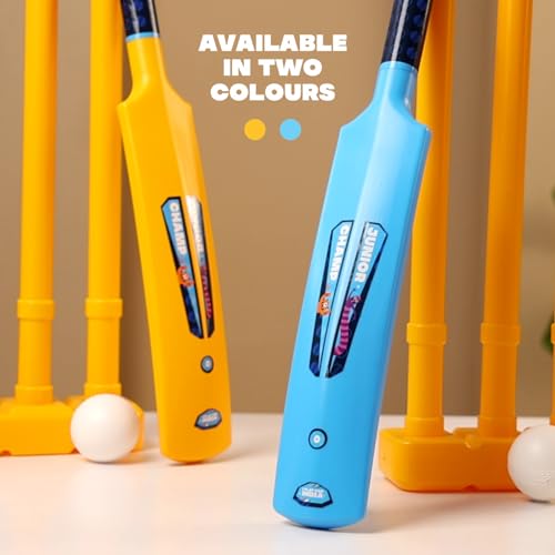 Image of Lata Toys Howzzat Junior Cricket Set for Toddlers (Ages 3+) - Complete Plastic Cricket Kit with Yellow Bat, Soft Ball & Stumps - Lightweight - My First Cricket Set for Boys & Girls - Ideal Beginner