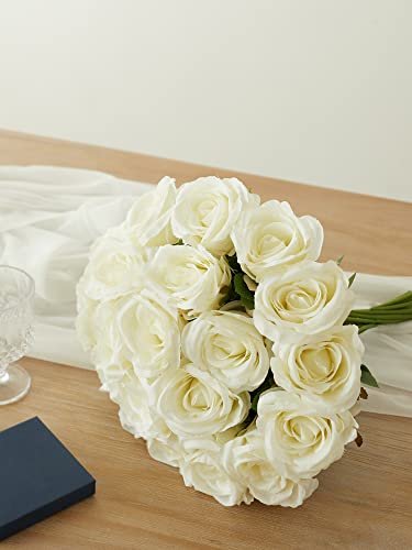 Party Joy 20Pcs Artificial Flowers, Silk Flower Realistic Roses Bouquet Long Stem Fake Flower For Home Decor Wedding Decoration #TOP5