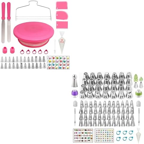 YOQXHY 90 Pcs Cake Decorating Kit & 193 Pcs Russian Piping Tips Set Cover