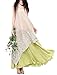 Allbebe Allbebe Cotton Embroidery Fake Two piece Linen Long Dress_XXL_Grey&Green