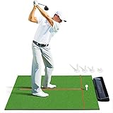 CHAMPKEY PRO Golf Hitting Mats | Premium Turf with Rubber Foam Padding Golf Practice Mats | Come with 2 Alignment Sticks and 4 Rubber Tees