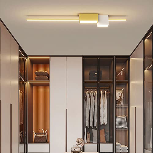 Applique LED linéaire minimaliste structure cube géométrique or et noir - 3