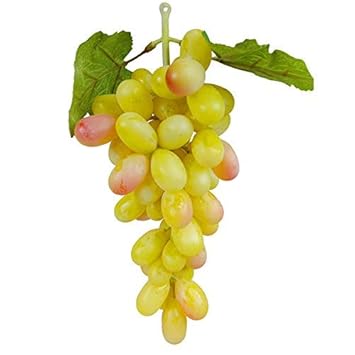Crystu Hanging Artificial Green Grapes with Leaves Plastic Fake Fruit Food Home Decor for Table Decoration Combo Pack of 1 pc