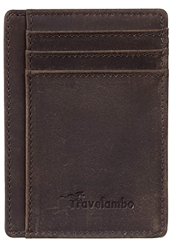 Travelambo Front Pocket Minimalist Leather Slim Wallet RFID Blocking4