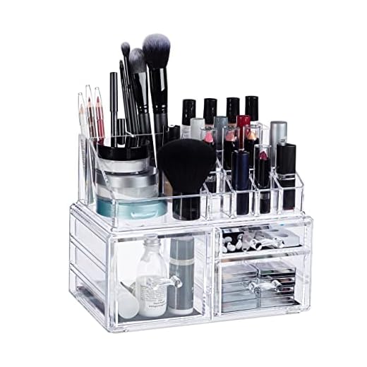 Relaxdays Organizador de Maquillaje con 3 Cajones, Acrílico, 18.5 x 23.5 x 14 cm