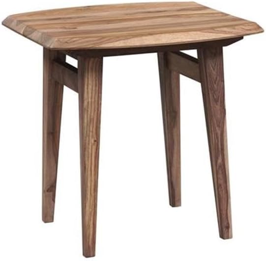 Pemberly Row Modern Solid Sheesham Wood End Table, Natural Finish, 22 in Height, Artisan Handcrafted, Unique Grain Mid Century Style for Living Room or Accent Use