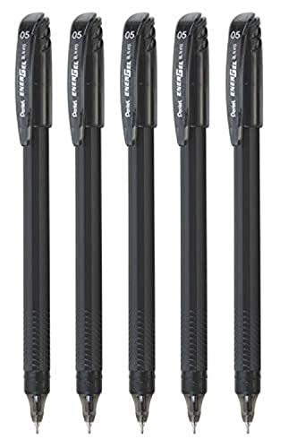 Pentel Energel - Roller Gel Pen Set - Pack of 5 (0.5mm Black)