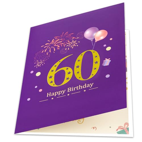 GREETING ART Cartão de aniversário de 60 anos para homens e mulheres, cartão de feliz aniversário, d