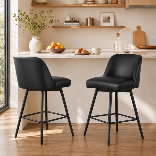 kinmars 360° Swivel Counter Height Bar Stools Set of 2, 26" H Seat Height