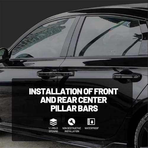 Adhesivo negro brillante para pilar de puerta Hyundai Elantra 2012-2016 con efecto espejo 3