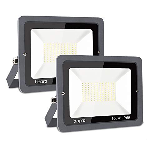 2 Pack 100W LED Flood Light Outdoor, 10000LM LED Work Light, IP65 Waterproof Outside Floodlight 6000K Daylight White Super Bright Security Light for Yard, Garden, Playground, Basketball Court, Stadium