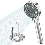 VEHHE Shower Head and Hose 1.5m, High Pressure Shower Heads with 5 Spray Modes, Large Shower Head with Anti-Clogging Liquid Silicone Nozzles, Universal Shower Hose and Head Set for Home Gym Spa