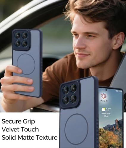 Image of VONZEE Matte Magnetic Case Compatible for Motorola Edge 70 Fusion Wireless Charging Shockproof Anti-Scratch TPU PC Slim Fit Full Protection Phone Cover for Motorola Edge 70 Fusion-Navy