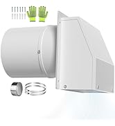 4 Inch Dryer Wall Vent Cover Outside, Galvanized Steel Hooded Wall Vent Cover Cap with Screen & D...