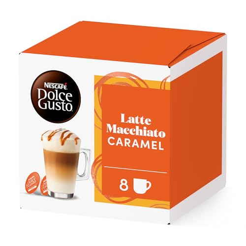 NESCAFÉ Dolce Gusto Latte Macchiato Caramel   Cápsulas de Café, 16 Cápsulas (1 x 16)   8 tazas de café   Sabor a caramelo   Originales para cafeteras Dolce Gusto