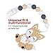 Pacifier Clips for Baby, TYRY.HU Soothie Paci Clip Girls Binky Holder Silicone Teething Beads Relief Teether Toys Birthday Christmas 2 Pack
