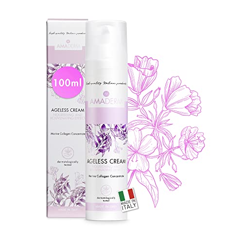 AMADERM Ageless Cream 100ml | Crema Facial Antiarrugas y Antiedad Mujer Más de 35 | MADE IN ITALY Colágeno Marino, Vitamina E, Péptidos | FENOXIETANOL FREE