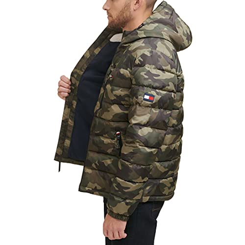 Image of Tommy Hilfiger Men's Midweight Sherpa Lined Hooded Water Resistant Puffer Jacket