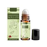 Rizinusöl Bio 30ml mit Roller Ball, Kaltgepresst und naturrein, Ideal für Haar-, Wimpern- und Augenbrauenpflege, Tiefenwirksames Feuchtigkeitsöl für Gesicht und Körper Massage (1PC)