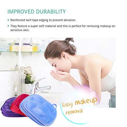 Kodamo Makeup Remover Cloth, 6 Inch X 6 Inch Reusable Makeup Remover Pads Washable Travel Bag, Microfiber Makeup Removal Face Wash Cloths With Just Water, Gentle Soft, Eco-Friendly, 12 Pack #TOP1