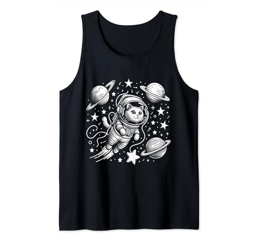 Cat Astronaut - Kitty Space Adventure Tee - Cosmic Explorer Tank Top