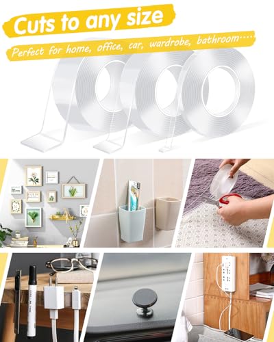 Caianwin 6mm Breites Mini Doppelseitiges Klebeband, Extra Stark Double Sided Tape, Transparentes Nano Tape Ablösbar für Dekoration, Ornamente, Fotowände(2 Rollen à 3 m, 6m Gesamt)