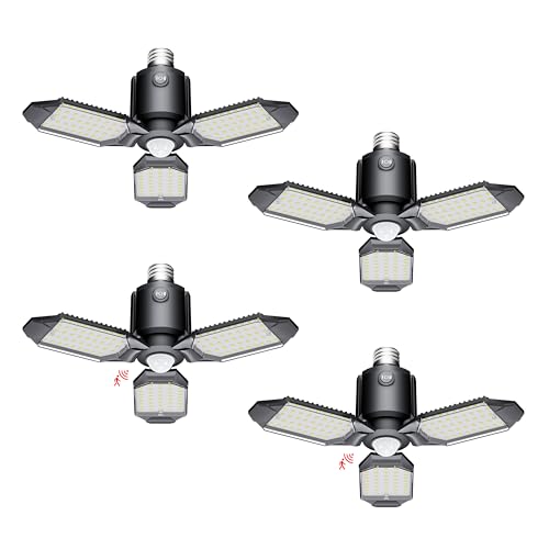 Image of Motion Sensor Garage Light Led 80W 8000LM 4Pack | Garage Lights Ceiling Led, Motion Activated,Dusk to Dawn,Ultra Bright Shop Light Bulb,Screw in Lights for Barn,Basement