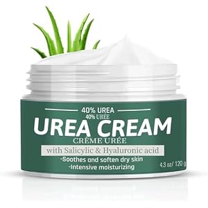 Urea Cream 40% For Maximum Strength On Feet With 2% Salicylic Acid. Foot Cream For Dry And Cracked Heels, Feet, Knees, Elbows, Hands, Scab Remover, Aloe Vera For Deep Moisturizing