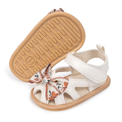 Image of Babelvit Infant Baby Girl Boy Sandals Comfort Premium Summer Outdoor Casual Beach Shoes with Flower Bowknot Anti Slip Rubber Sole Newborn Toddler Prewalker First Walking Shoes