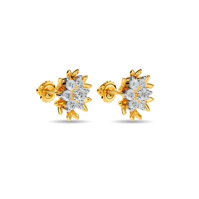 Image of KISNA JEWELS 14KT|18KT BIS Hallmark Pure Gold and Diamond Stud Earrings For Women with Screw Back clouser