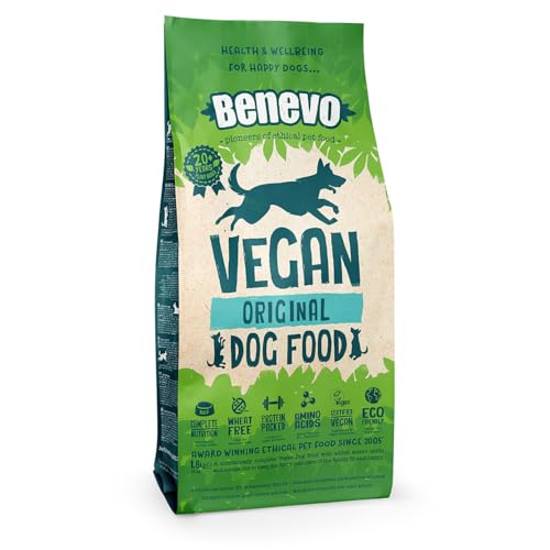 Benevo Complete Dry Dog Food Vegan (1.8kg) Hypoallergenic, Wheat Free & Non GM, For Large & Small Breeds, With Essential Fatty Acids, Taurine, And L-carnitine, Approved By PETA & Vegan Society UK