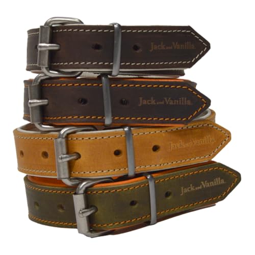 Collier chien cuir large 30mm Jack and Vanilla Modena marron réglable 65cm - 4