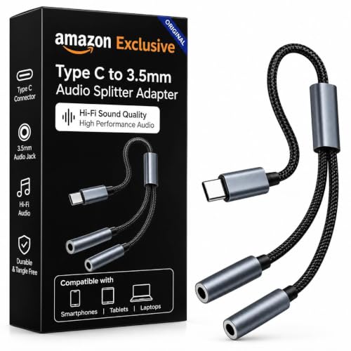 Image of USB C to Dual 3.5mm Audio Splitter Adapter HiFi Stereo Headphone Jack Converter AUX Cable Compatible with Samsung Galaxy S25 S24 S23 OnePlus Xiaomi iPad MacBook USB C Smartphones Tablets