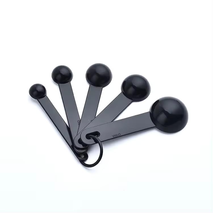 Ovenza Measuring Cups and Spoons Set, 10 Piece BPA-Free Plastic Kitchen Measuring Set, 5 Cups & 5 Spoons, Dishwasher Safe, Nesting Design for Baking and Cooking – Black - Image 6