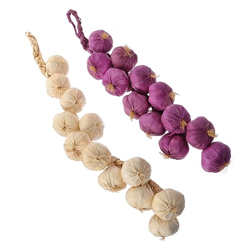 IMIKEYA 2Pcs Strings houseplants halloween decor house plants halloween garland garlic decorations hanging fake garlic Wall Hanging Decorations Farm Vegetable Models Farmhouse Decorations