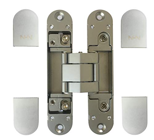 Kt3D-140 Invisible Hinge, Set Of Two(2), Up To 132Lbs. Doors, Concealed And Streamline Door Hinge, 3-D Adjustable (Up To 132Lbs) Satin Chrome #TOP1