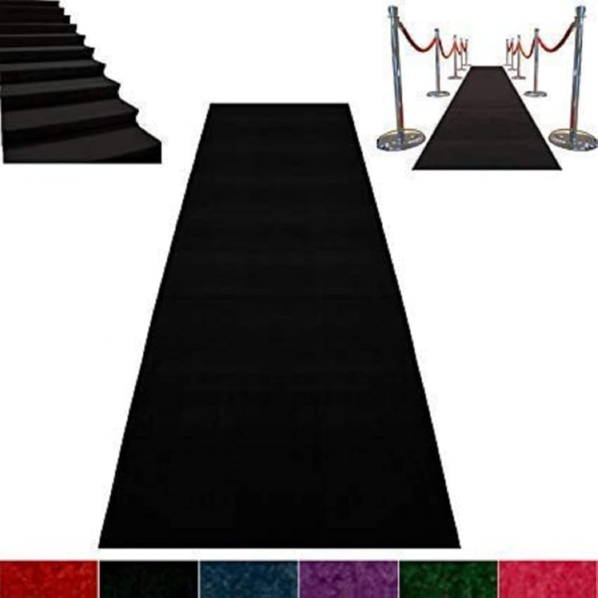 Plain Black Runner for Weddings and Ceremonies, 5 x 30 Ft