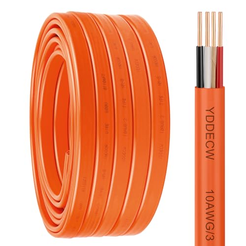 YDDECW 10/3 NM-B Wire with Ground - 50FT 10 Gauge Non-Metallic Sheathed Cable Pure Copper 10 AWG 3 Conductor Residential Indoor Wire for Outlets, Switches and Other Loads etc.
